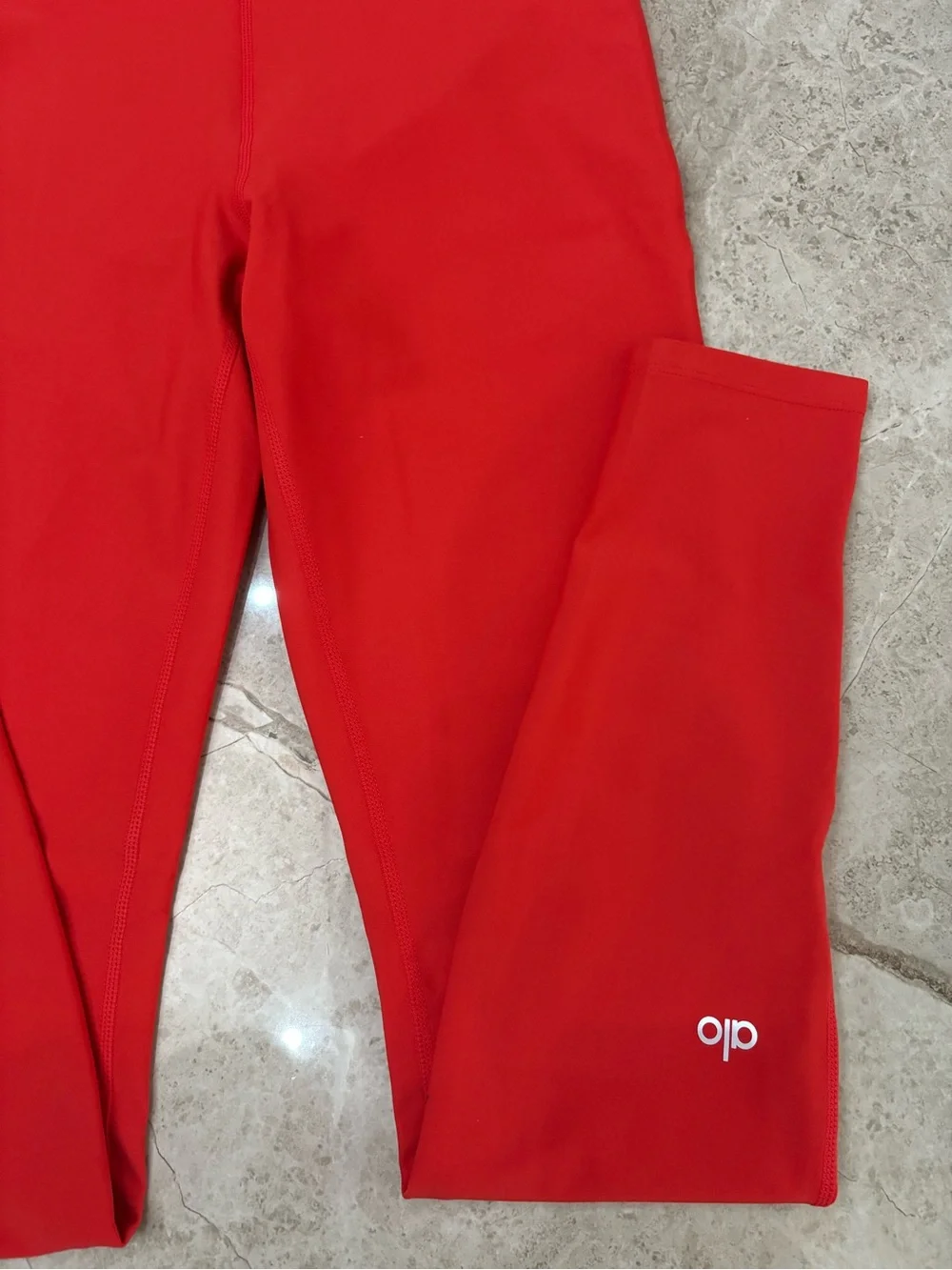 ALO Yoga Red High-Rise Leggings and Matching Sports Bra Set